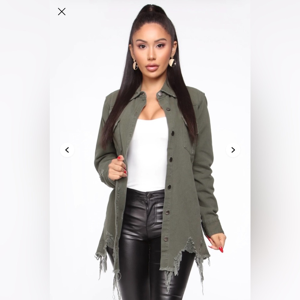 Fashion Nova Distressed Denim Shirt Jacket